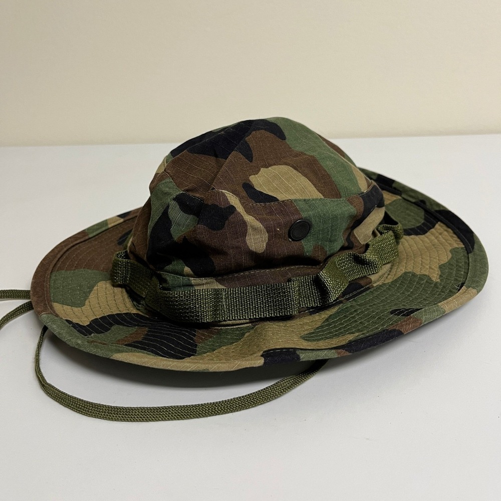 US Military Boonie Hat Woodland Camo Ripstop Sun Hot Weather Size 7 USA Army